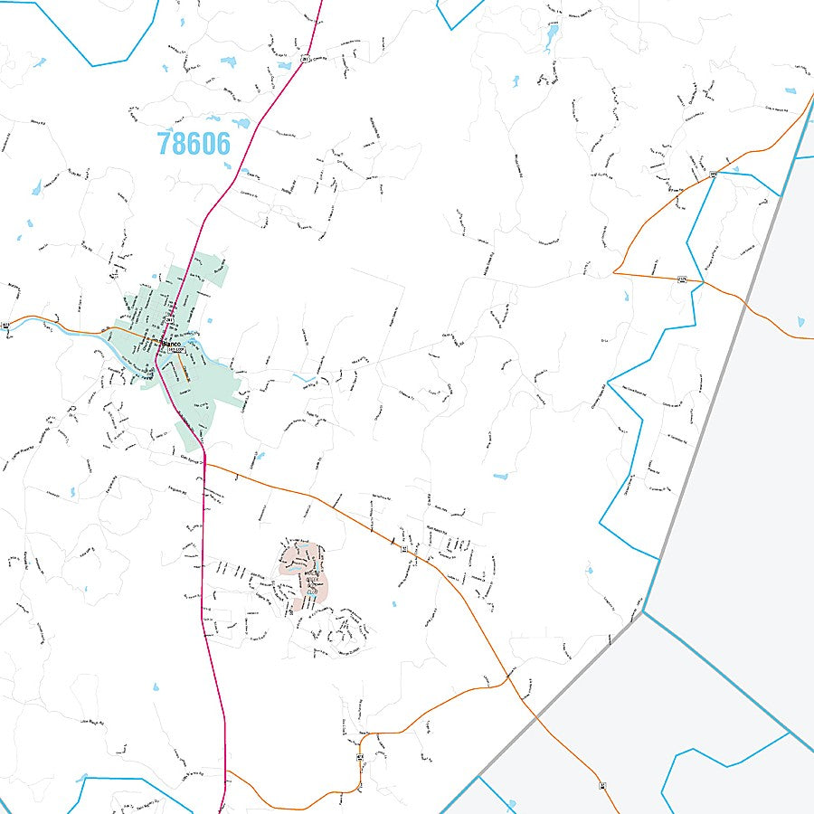 Blanco County, TX Premium Style Wall Map