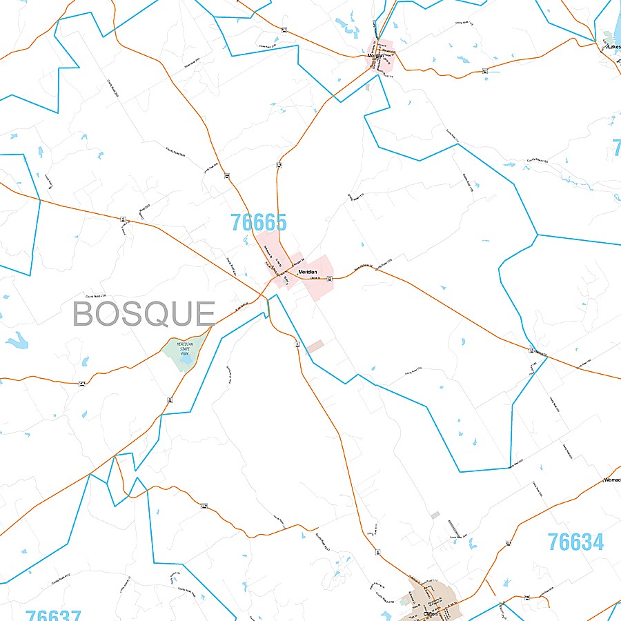 Bosque County, TX Premium Style Wall Map