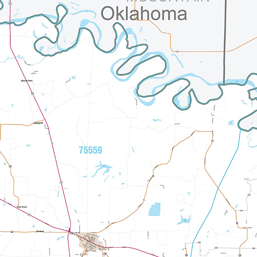 Bowie County, TX Premium Style Wall Map