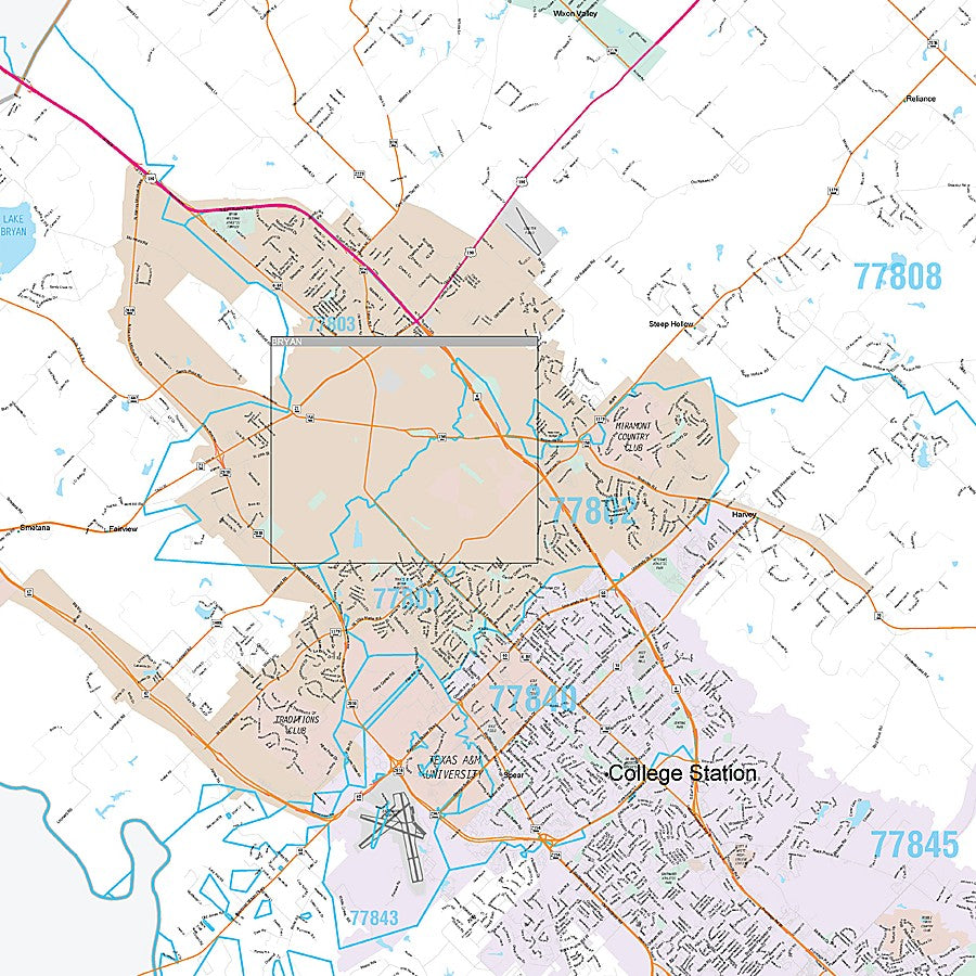 Brazos County, TX Premium Style Wall Map