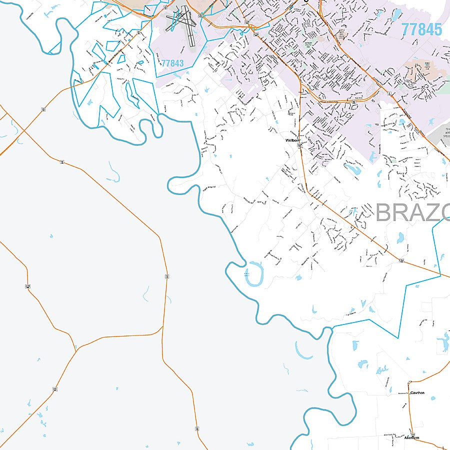 Brazos County, TX Premium Style Wall Map