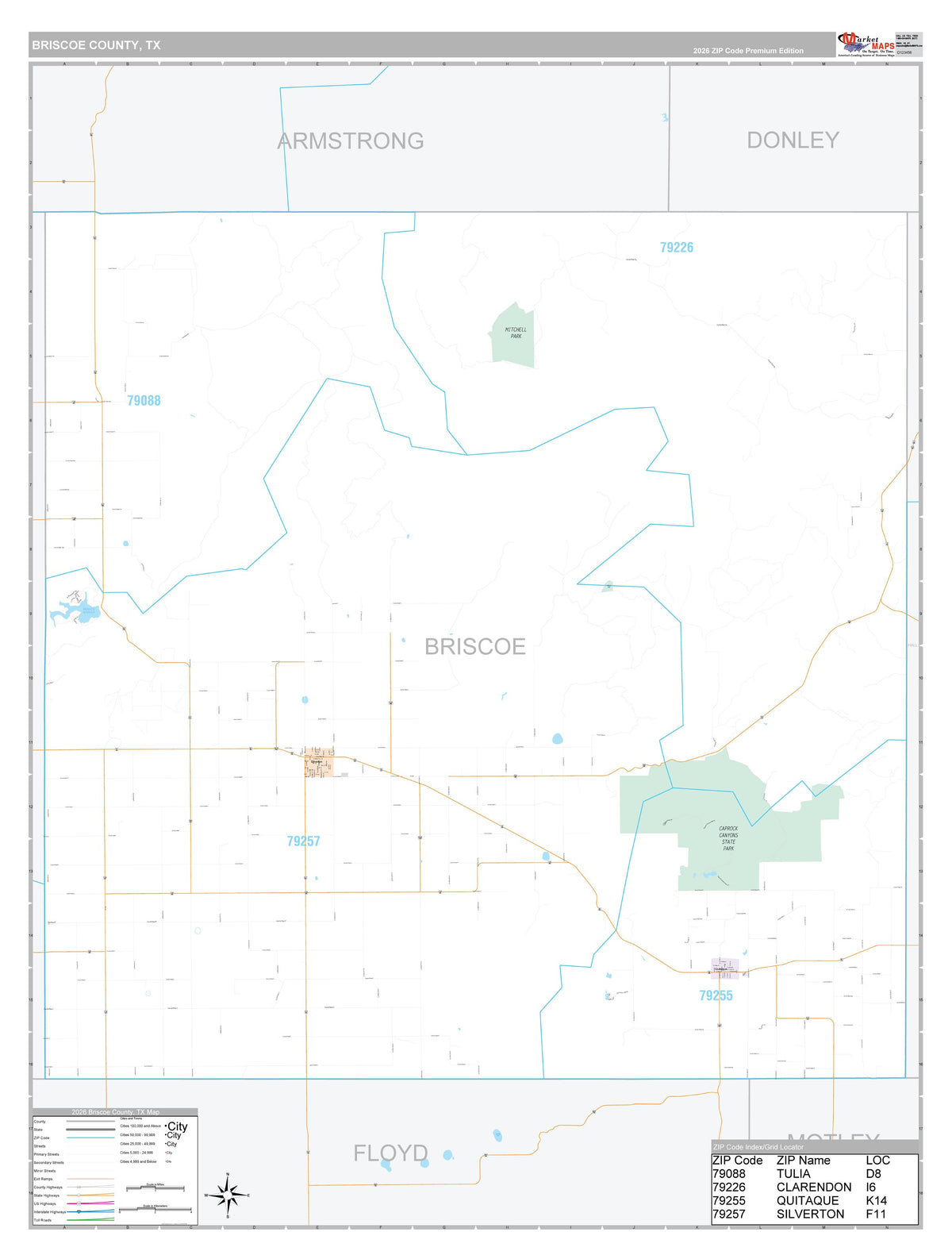 Briscoe County, TX Premium Style Wall Map