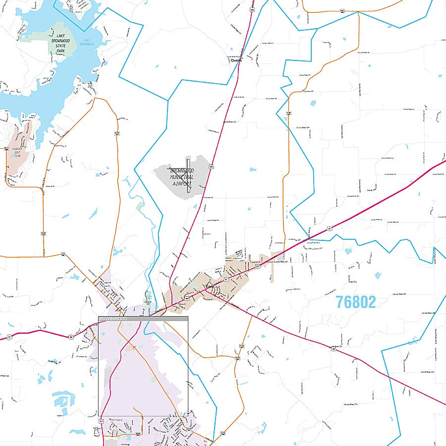 Brown County, TX Premium Style Wall Map