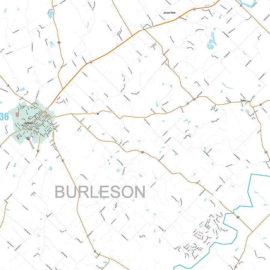 Burleson County, TX Premium Style Wall Map