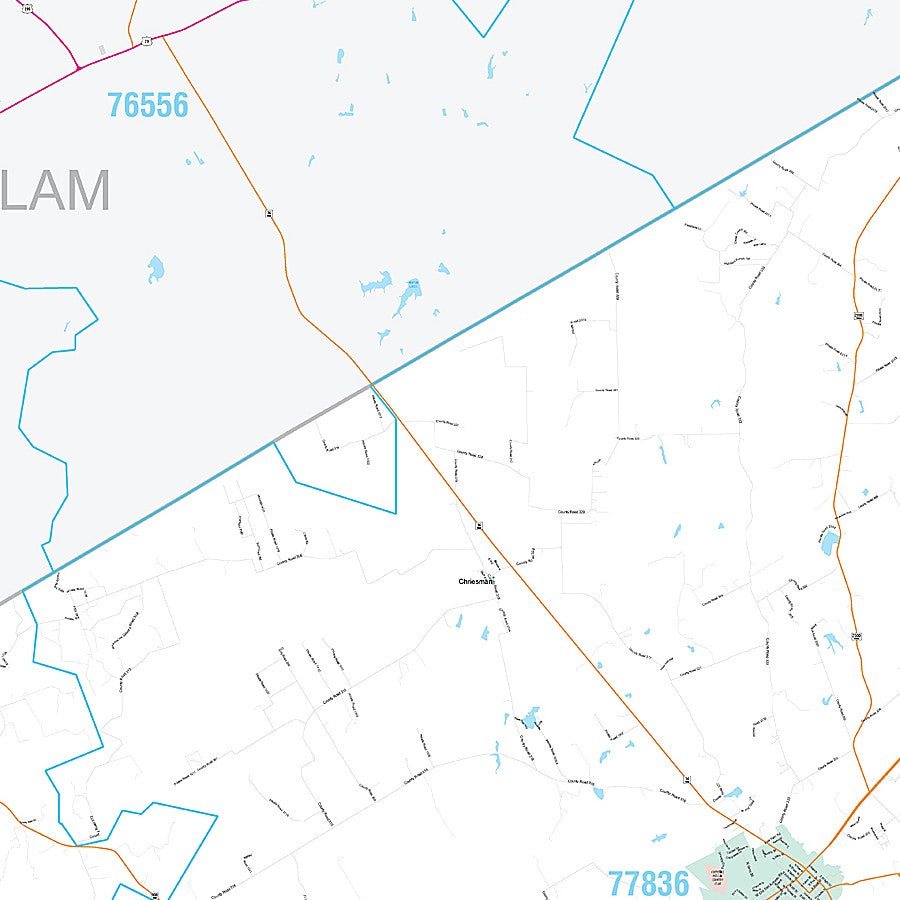 Burleson County, TX Premium Style Wall Map