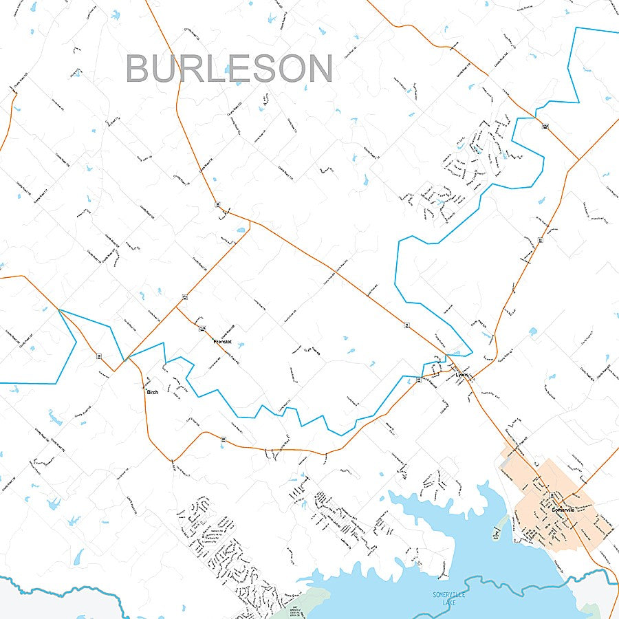 Burleson County, TX Premium Style Wall Map