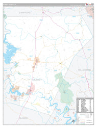 Burnet County, TX Premium Style Wall Map