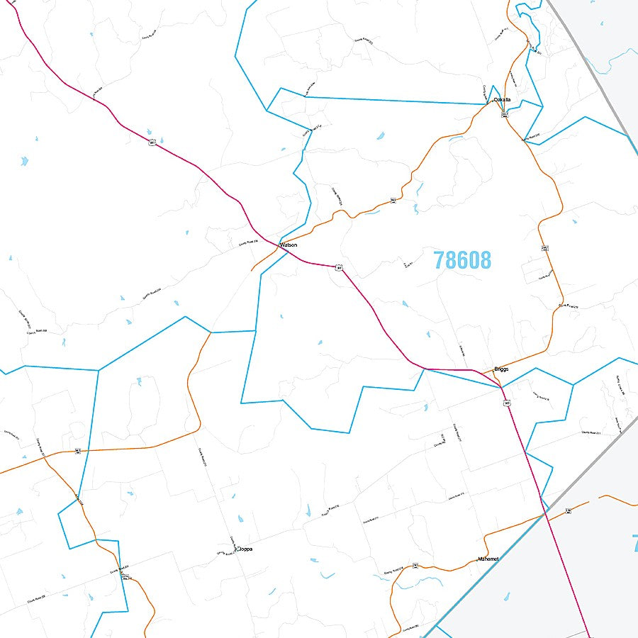 Burnet County, TX Premium Style Wall Map