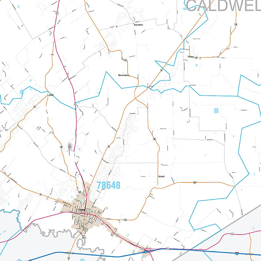 Caldwell County, TX Premium Style Wall Map