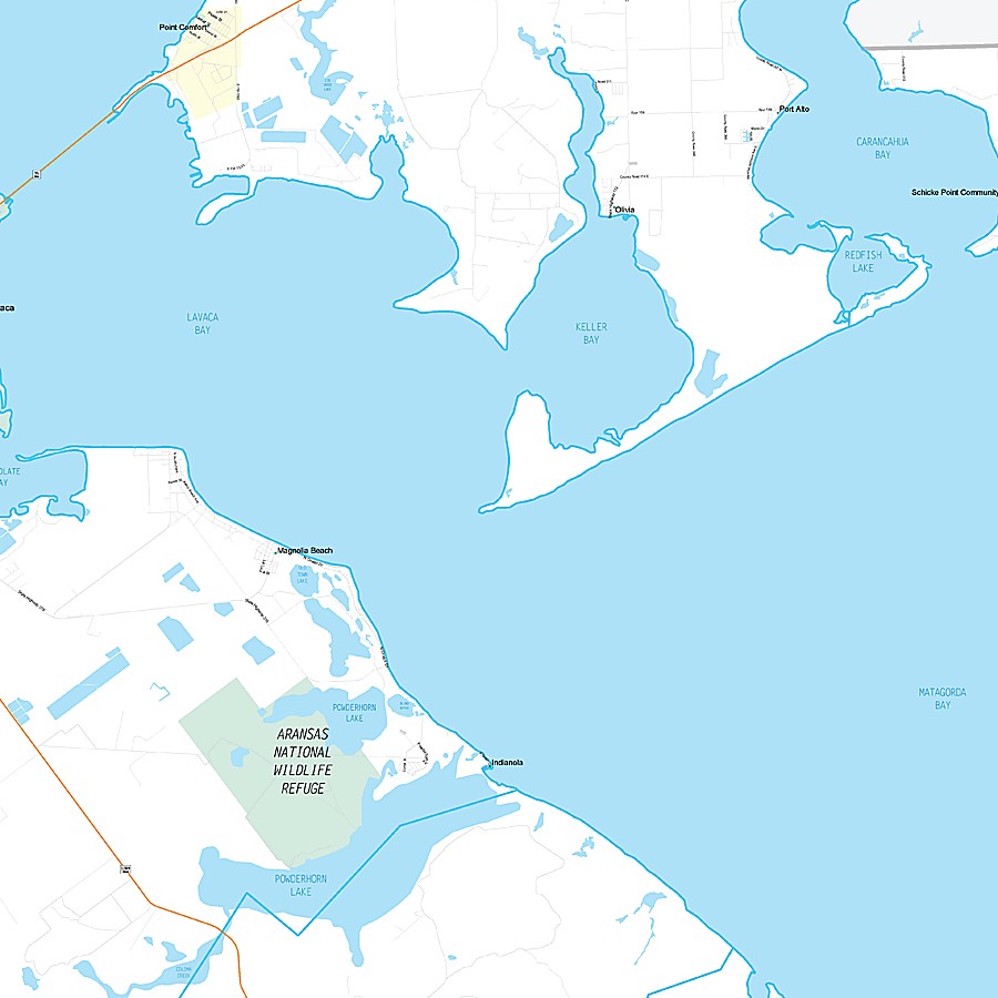 Calhoun County, TX Premium Style Wall Map