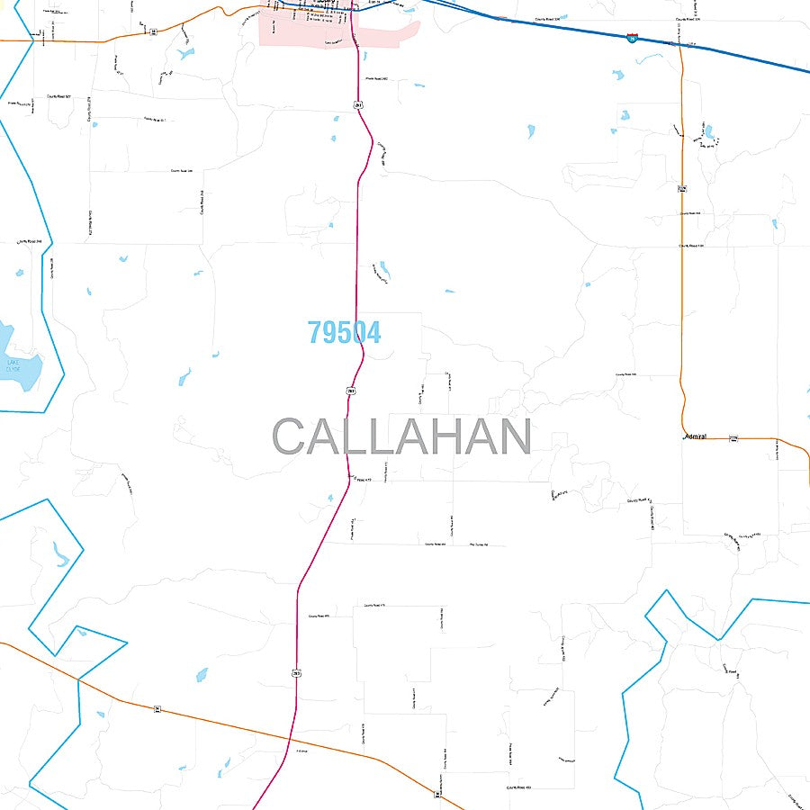 Callahan County, TX Premium Style Wall Map