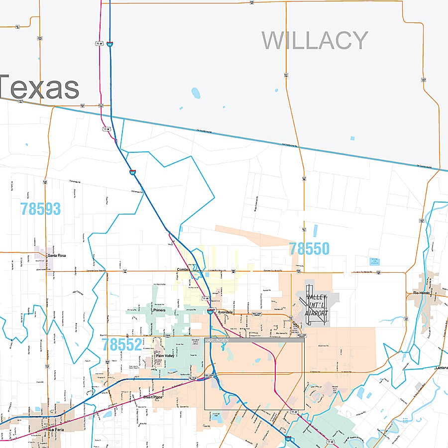 Cameron County, TX Premium Style Wall Map
