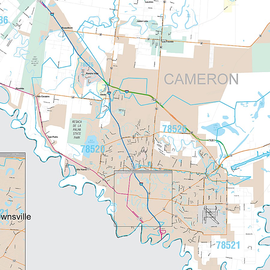 Cameron County, TX Premium Style Wall Map