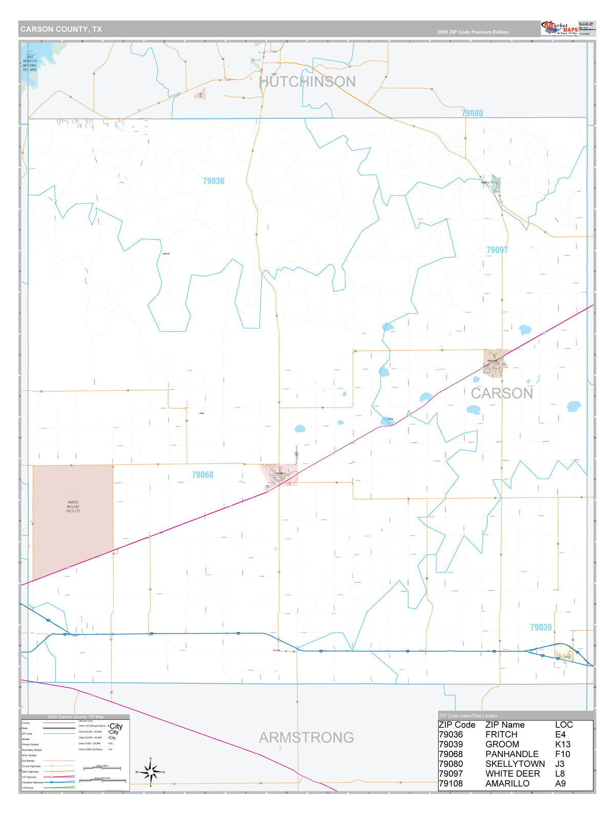 Carson County, TX Premium Style Wall Map