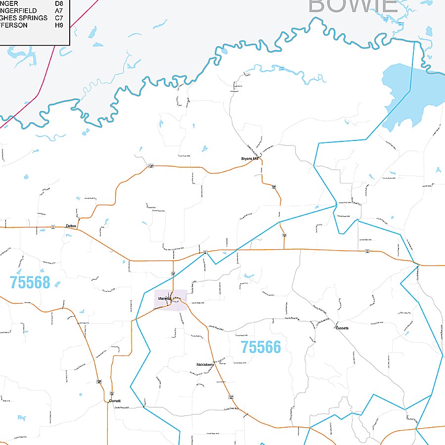 Cass County, TX Premium Style Wall Map
