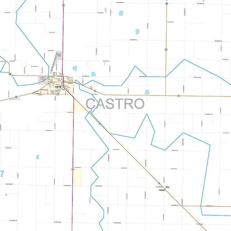 Castro County, TX Premium Style Wall Map