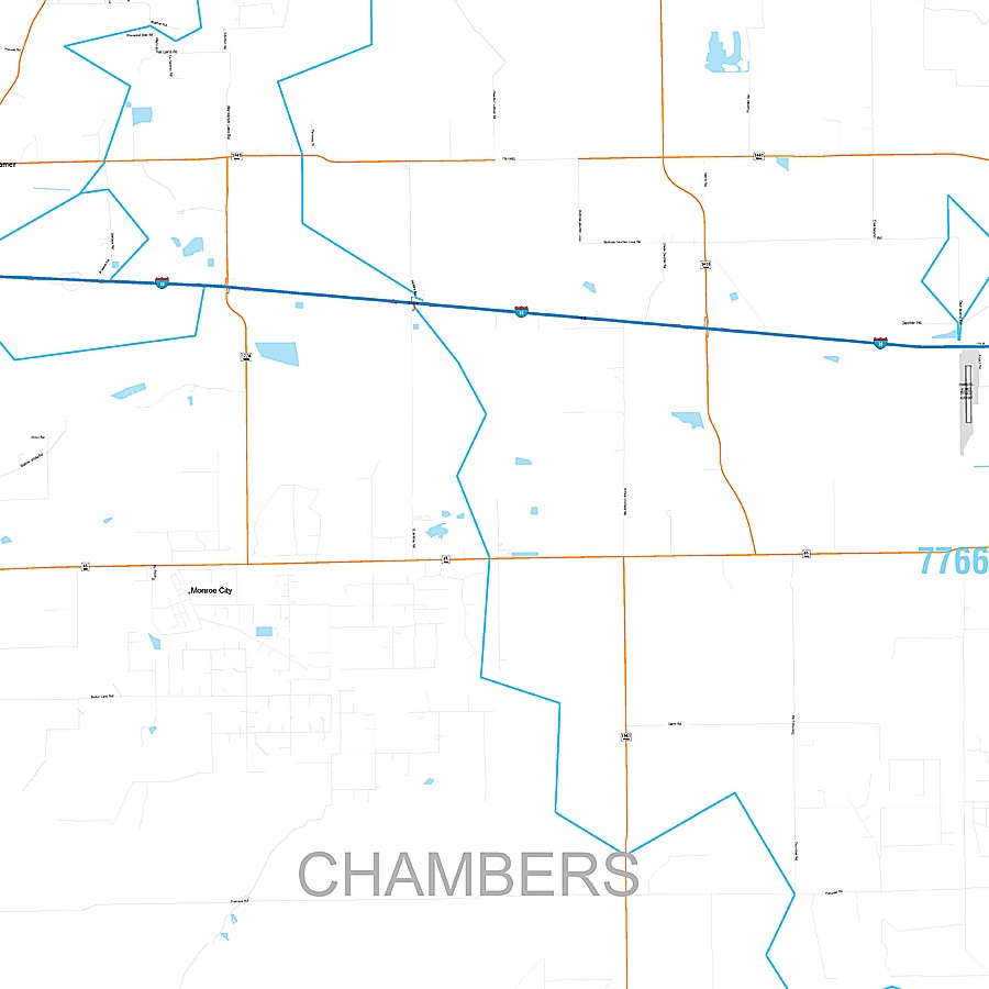 Chambers County, TX Premium Style Wall Map