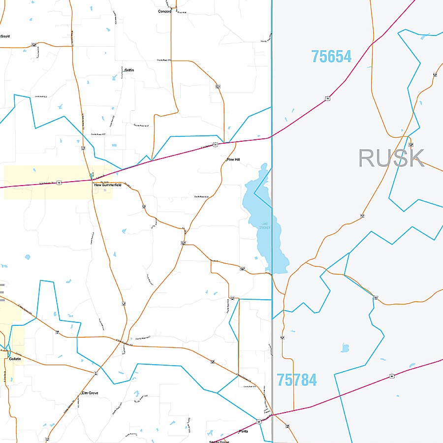 Cherokee County, TX Premium Style Wall Map