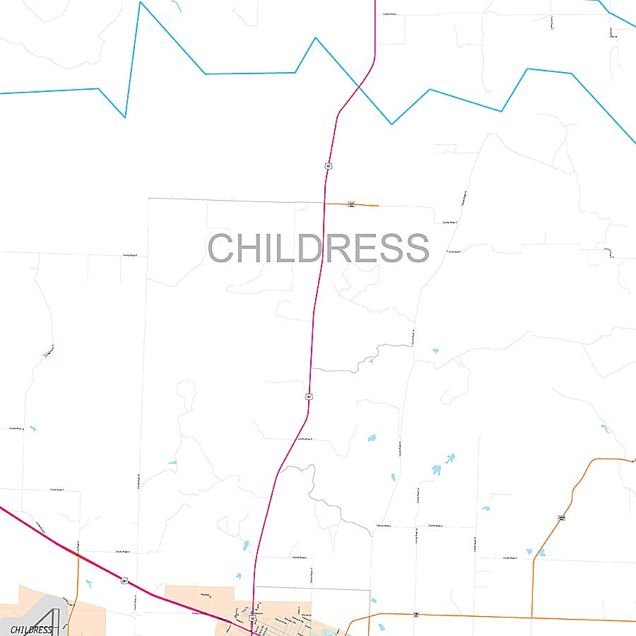 Childress County, TX Premium Style Wall Map