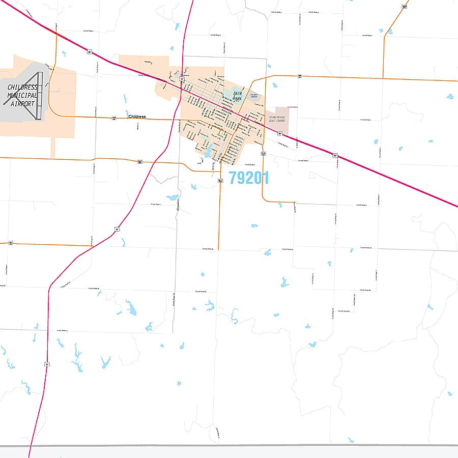 Childress County, TX Premium Style Wall Map