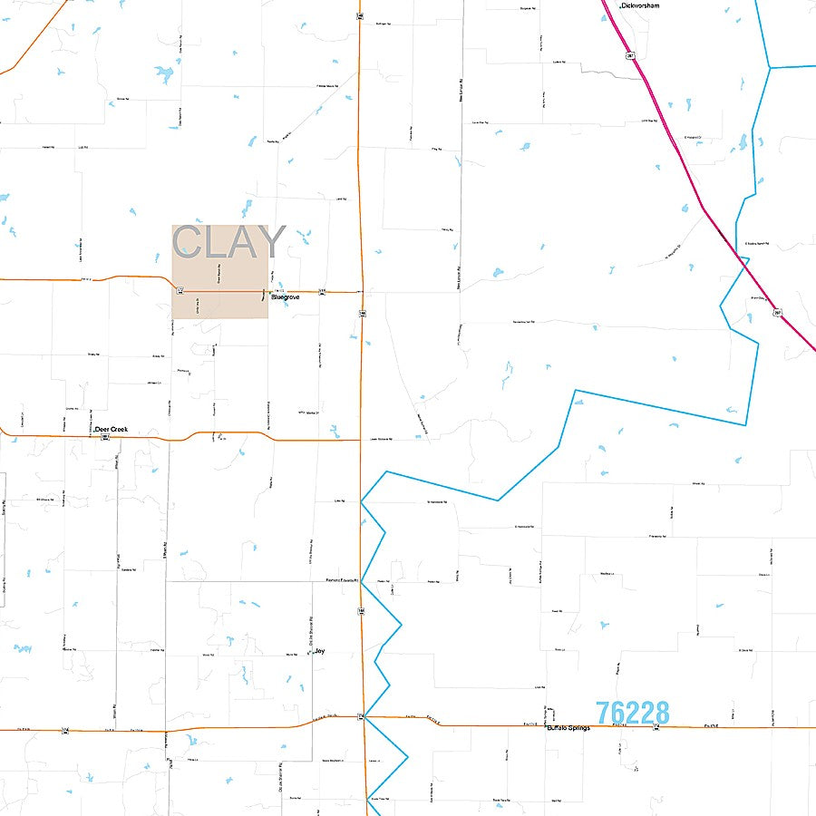 Clay County, TX Premium Style Wall Map