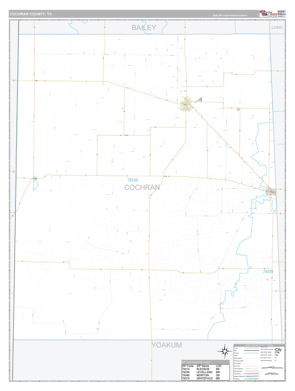 Cochran County, TX Premium Style Wall Map