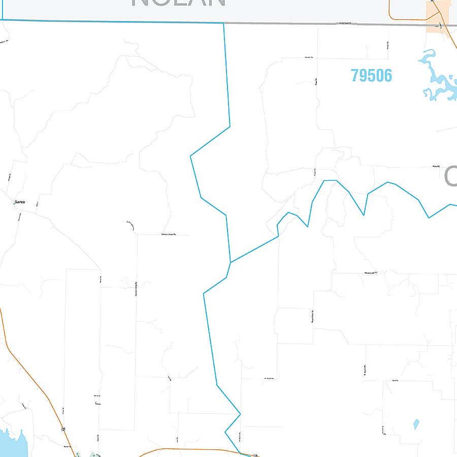 Coke County, TX Premium Style Wall Map