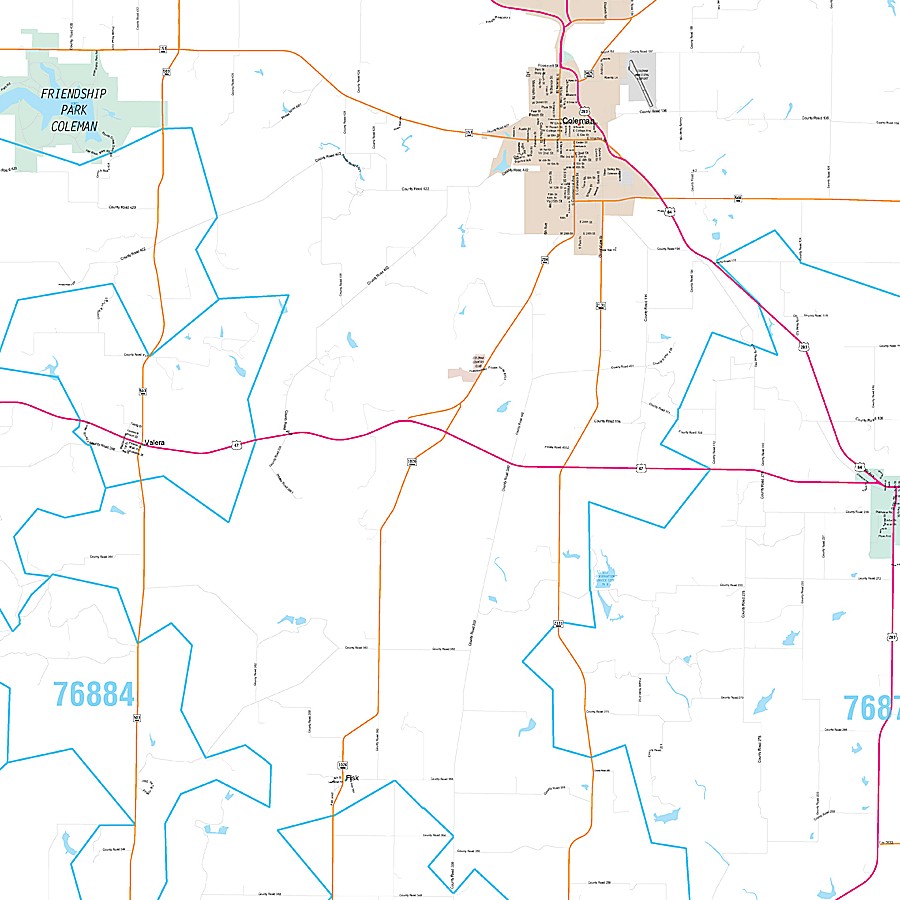 Coleman County, TX Premium Style Wall Map