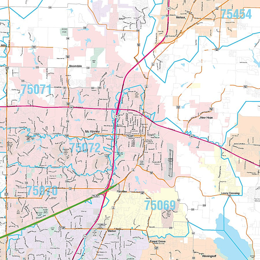 Collin County, TX Premium Style Wall Map
