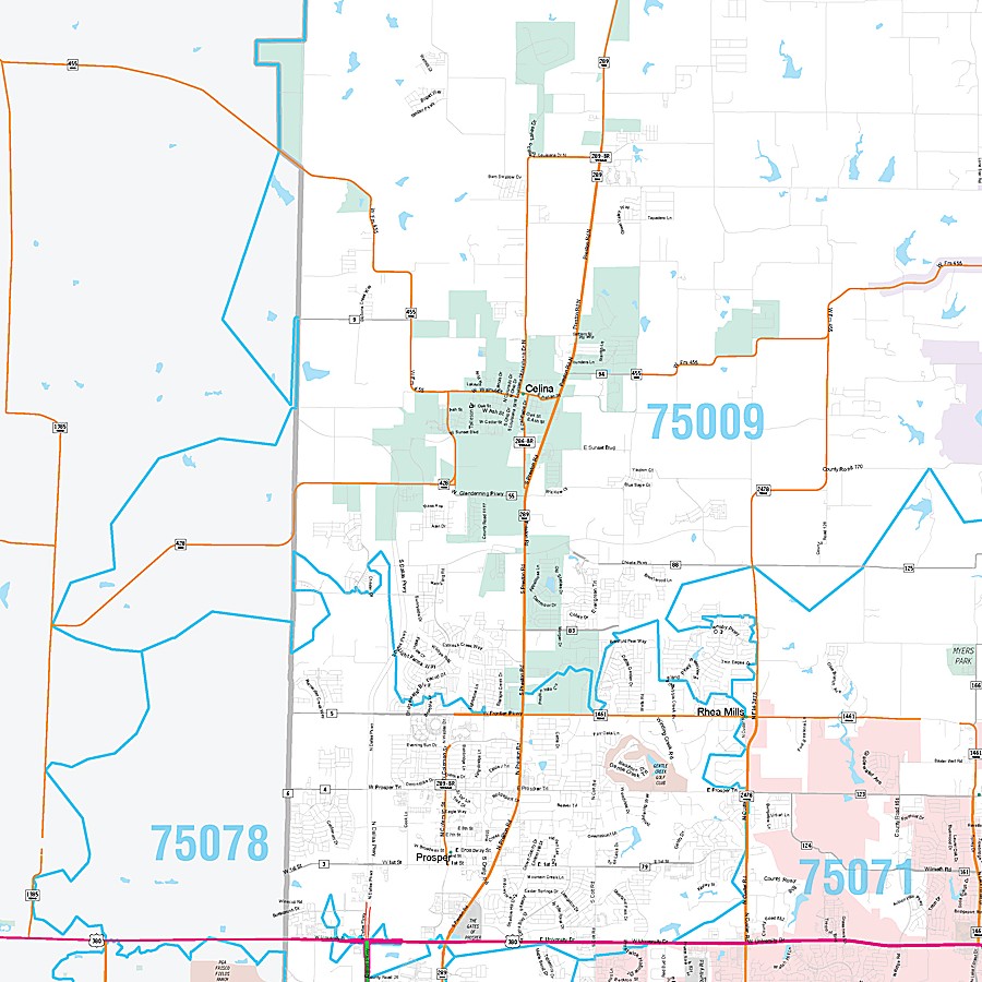 Collin County, TX Premium Style Wall Map