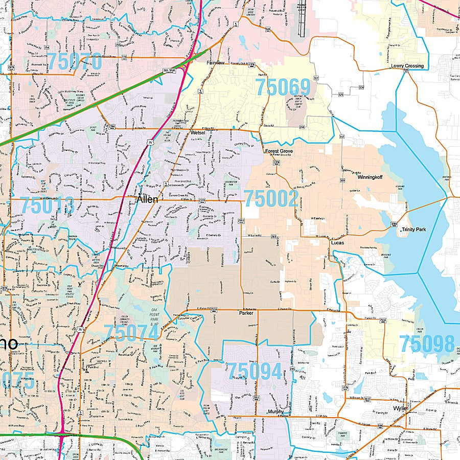 Collin County, TX Premium Style Wall Map