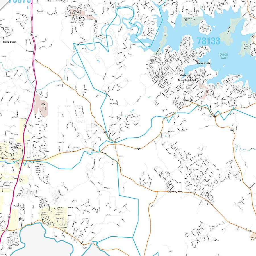 Comal County, TX Premium Style Wall Map