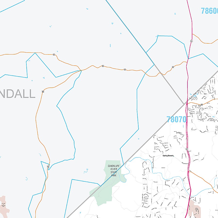 Comal County, TX Premium Style Wall Map
