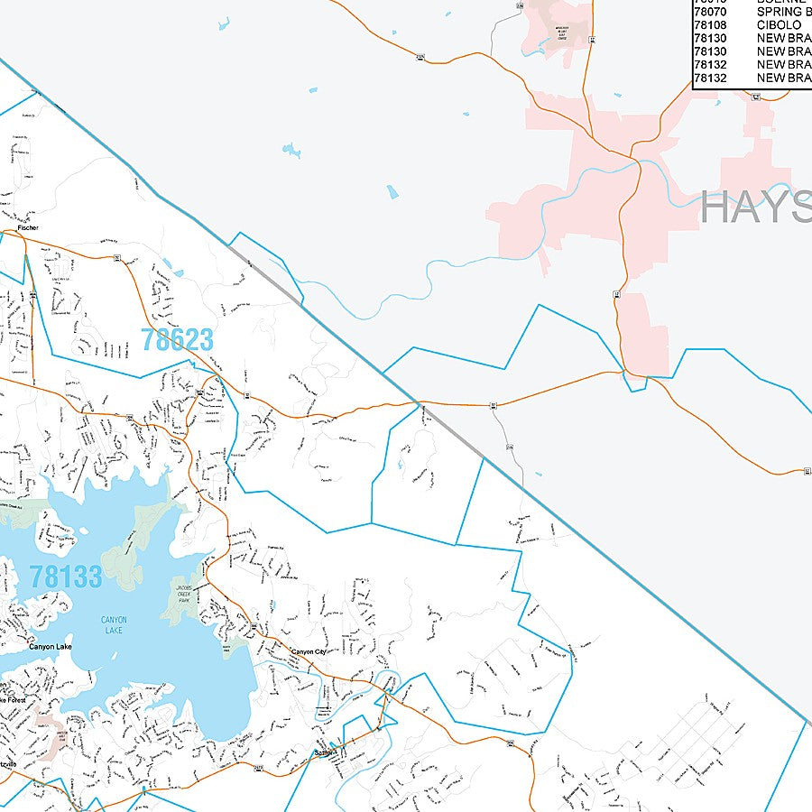 Comal County, TX Premium Style Wall Map