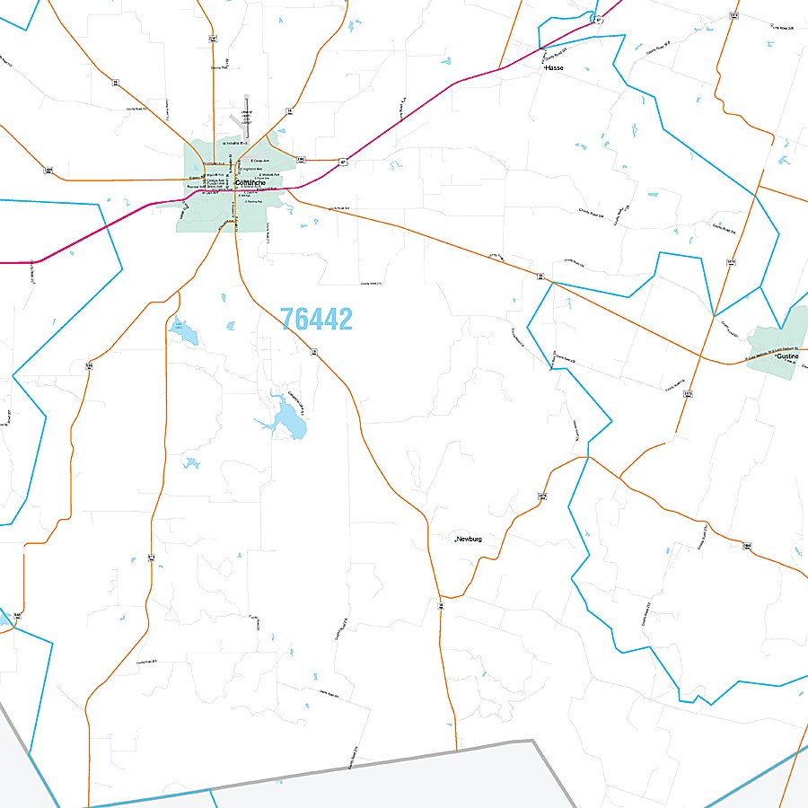 Comanche County, TX Premium Style Wall Map