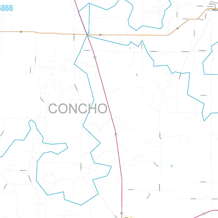 Concho County, TX Premium Style Wall Map