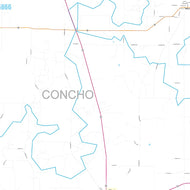 Concho County, TX Premium Style Wall Map