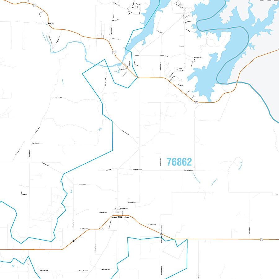 Concho County, TX Premium Style Wall Map