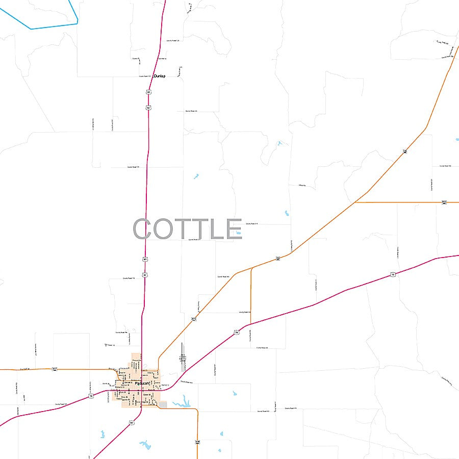 Cottle County, TX Premium Style Wall Map