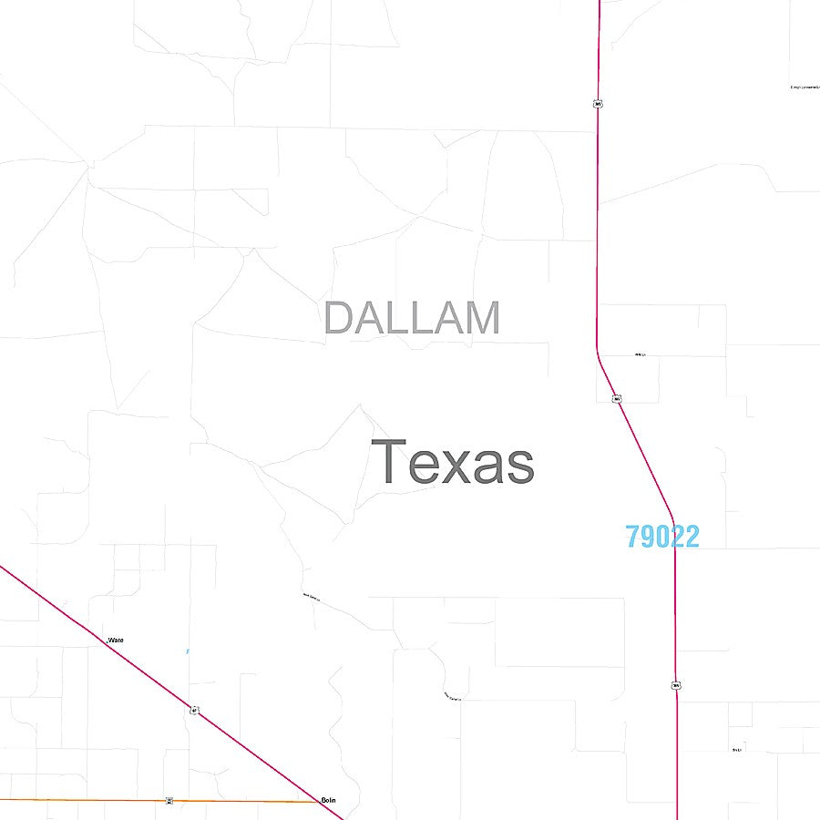 Dallam County, TX Premium Style Wall Map