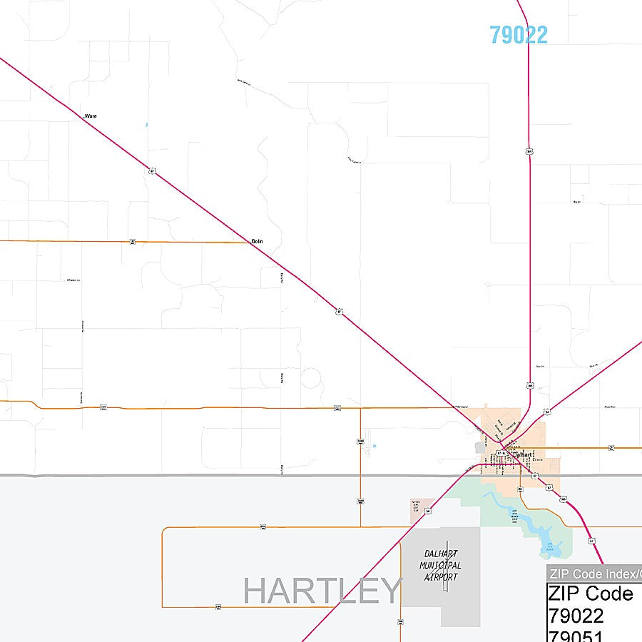 Dallam County, TX Premium Style Wall Map
