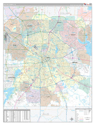 Dallas County, TX Premium Style Wall Map