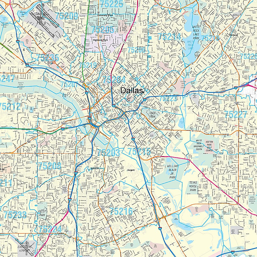 Dallas County, TX Premium Style Wall Map
