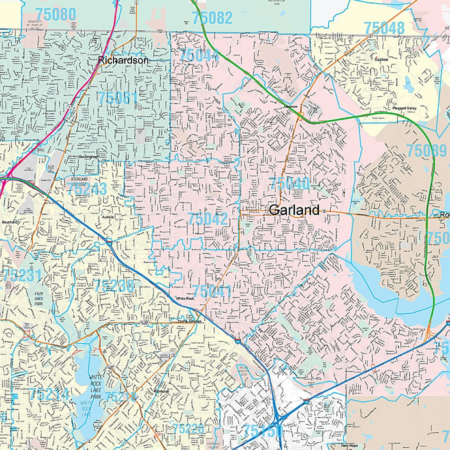Dallas County, TX Premium Style Wall Map