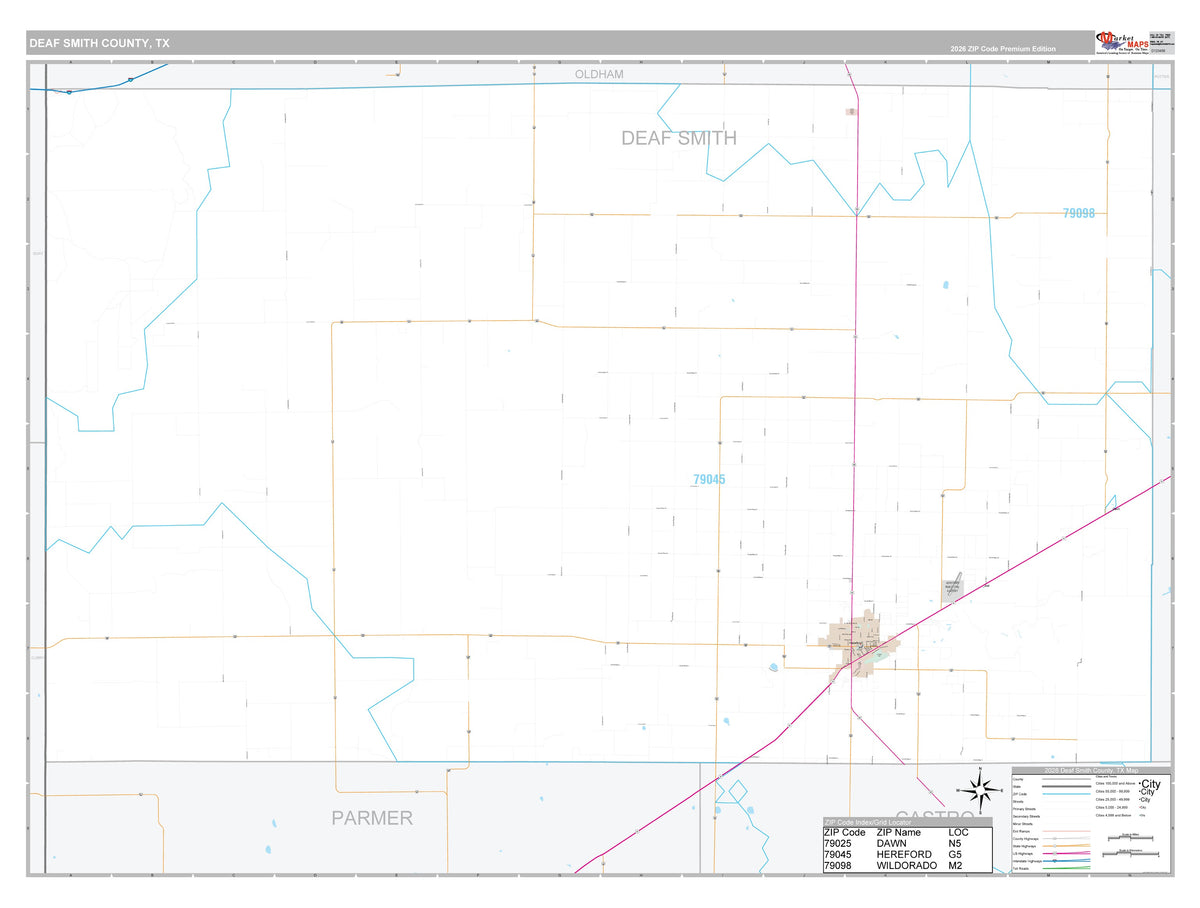 Deaf Smith County, TX Premium Style Wall Map