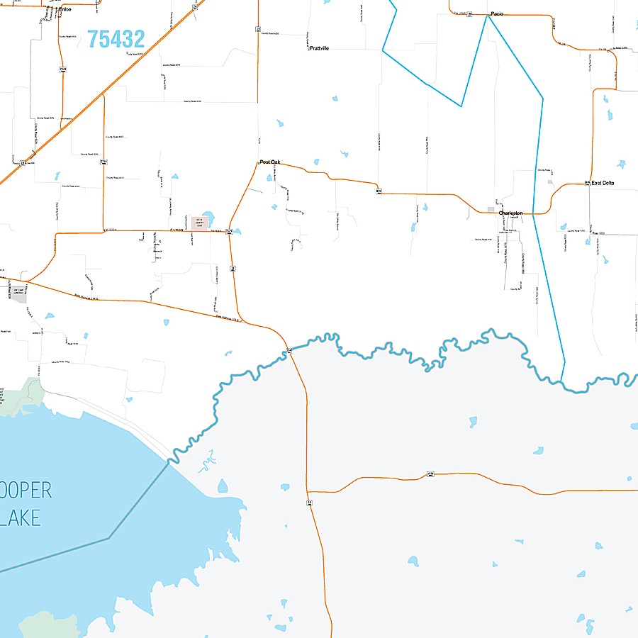 Delta County, TX Premium Style Wall Map