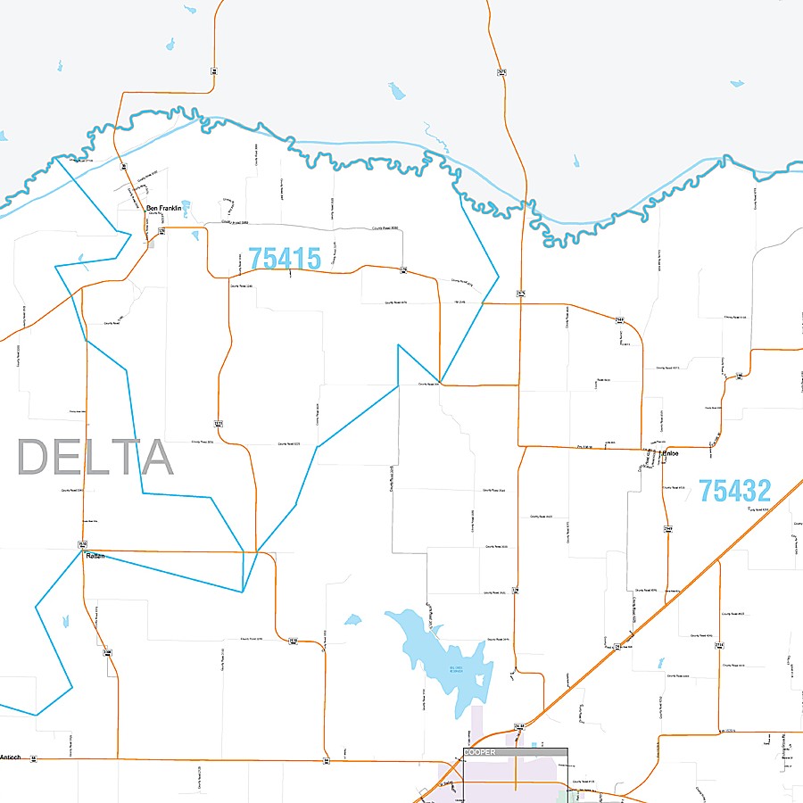 Delta County, TX Premium Style Wall Map
