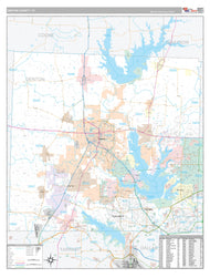 Denton County, TX Premium Style Wall Map