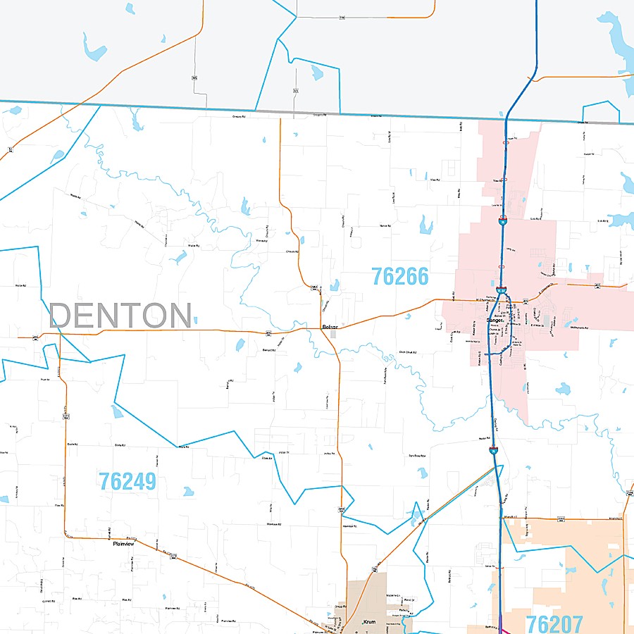 Denton County, TX Premium Style Wall Map