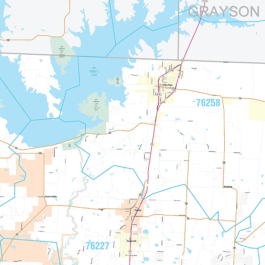 Denton County, TX Premium Style Wall Map